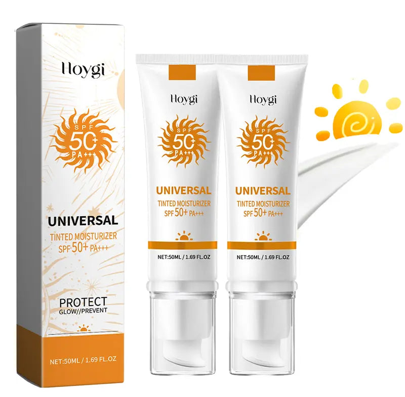 Sunscreen to prevent sunburn and tanning, Universal Tinted Face Moisturizer Sunscreen, SPF 50 PA+++ Outdoorfun Facial Daily Repairing Soothing Sunblock Water Proof Skin Repair Hydrate Moisture,travel essentials