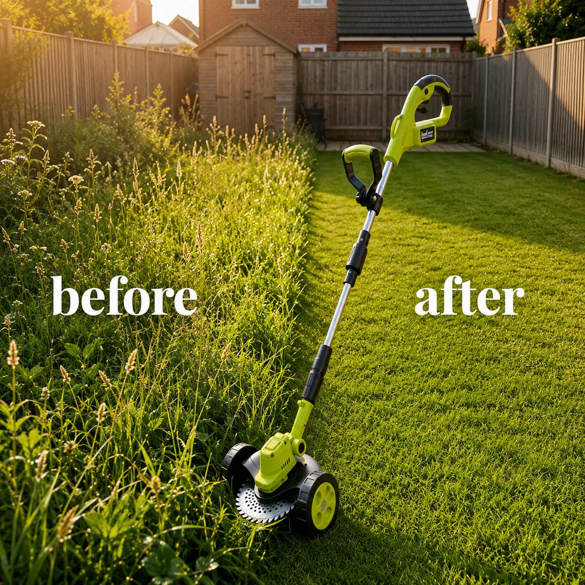 21V Cordless 3-in-1 Grass Trimmer, Edger & Mini Mower – Brushless Motor with Rolling Wheels