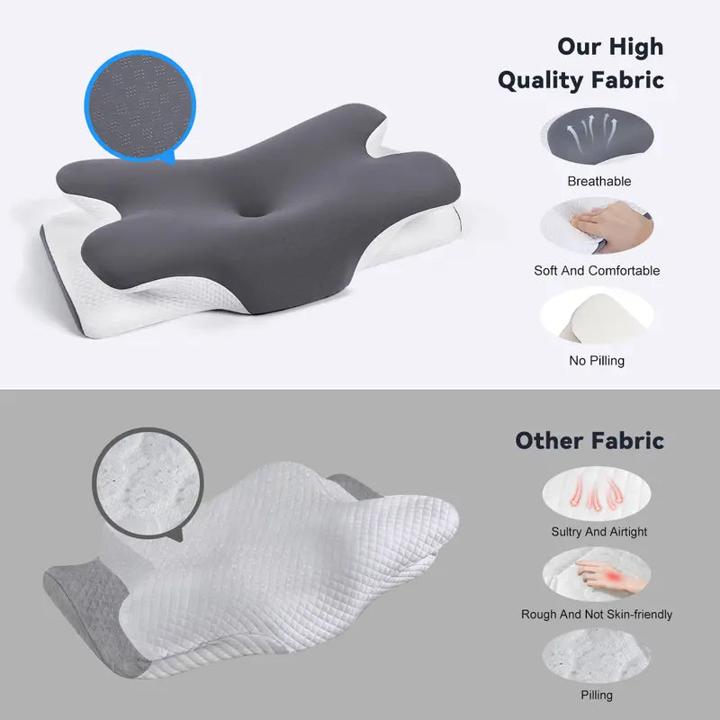 Ergonomic Cooling Memory Foam Pillow – Cervical Neck Support Pillow for Better Sleep, Shoulder Relief & Spinal Alignment