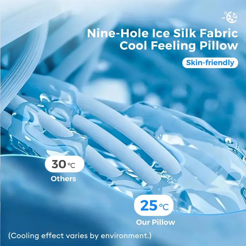 FEILONGORVEXA Ergonomic Memory Foam Pillow, 25°C Cooling Ice Silk Neck Support Pillow for Sleeping, Slow Rebound Zero Pressure Side/Back Sleepers, Removable & Washable, Adult Unisex.