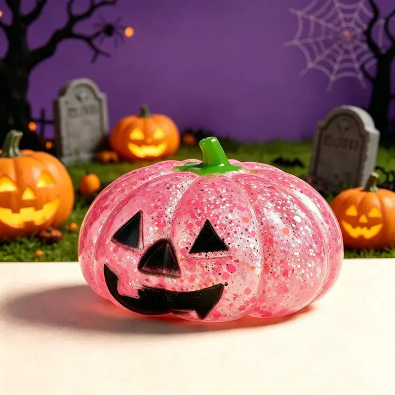 Halloween Pumpkin Head New Style Squishy Malt Syrup Stress Relief Toy with Glitter Creative Fidget Toy