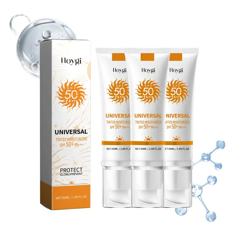 Sunscreen to prevent sunburn and tanning, Universal Tinted Face Moisturizer Sunscreen, SPF 50 PA+++ Outdoorfun Facial Daily Repairing Soothing Sunblock Water Proof Skin Repair Hydrate Moisture,travel essentials