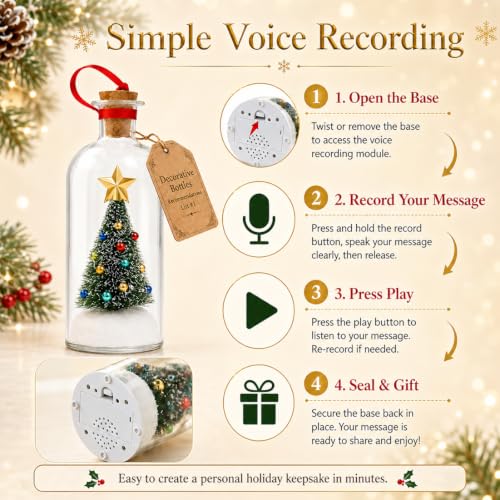 2026 Recordable Christmas Tree Message Bottle Xmas Holiday Keepsake Christmas Props Christmas Ornament Christmas Tree Ornaments