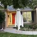 Hanging Swinging Ghost on Wooden Swing Halloween Decor, LED Light Up Ghost Ornament for Porch Yard Tree, 3 Styles: No Light / Lighted / Light with Remote Control