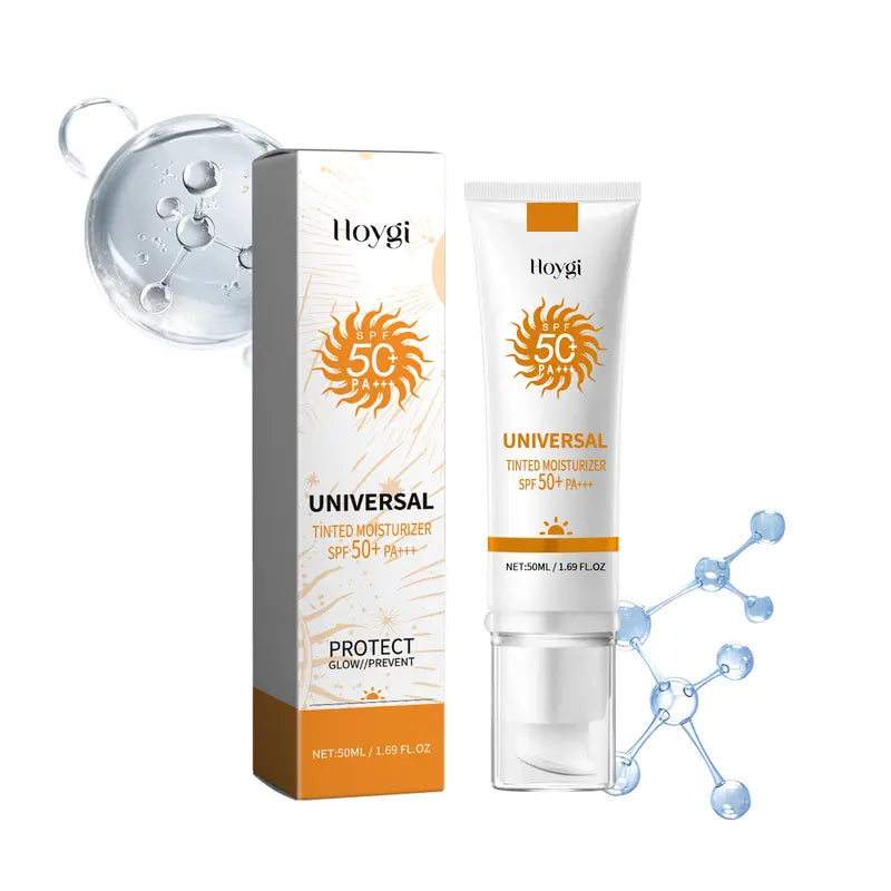 Sunscreen to prevent sunburn and tanning, Universal Tinted Face Moisturizer Sunscreen, SPF 50 PA+++ Outdoorfun Facial Daily Repairing Soothing Sunblock Water Proof Skin Repair Hydrate Moisture,travel essentials