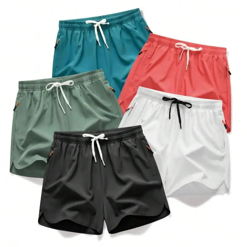 5 piece summer men's thin fabric breathable quick drying beach shorts Men's Drawstring Zipper Pocket Shorts,, Breathable Men'sBottoms for Daily Wear Shorts Pack of5 5 sense gifts for him Summer swim trunks with quick drying Plain Beige Tropical