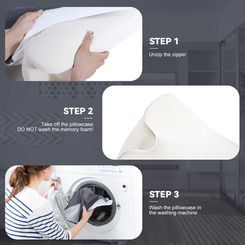 FEILONGORVEXA Ergonomic Memory Foam Pillow, 25°C Cooling Ice Silk Neck Support Pillow for Sleeping, Slow Rebound Zero Pressure Side/Back Sleepers, Removable & Washable, Adult Unisex.